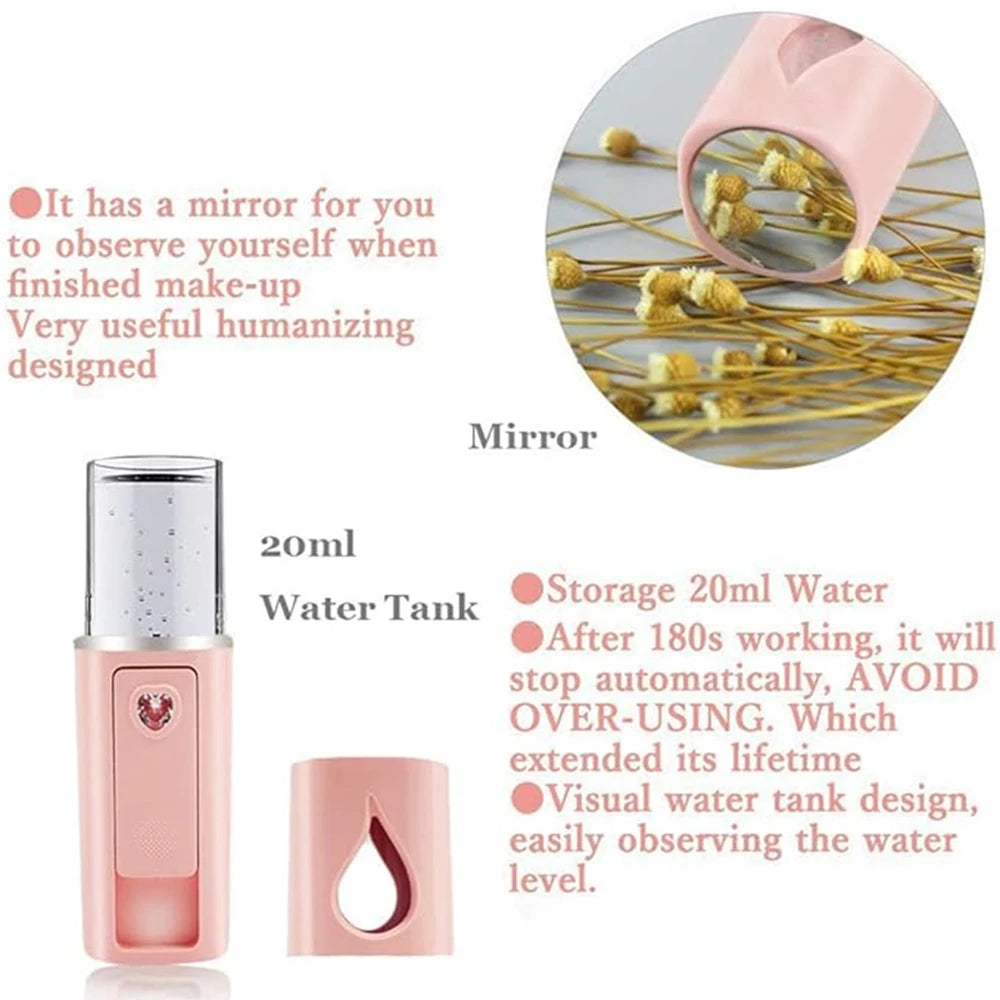 Portable Nano Face Steamer – 20ml Hydrating Mini Facial Sprayer