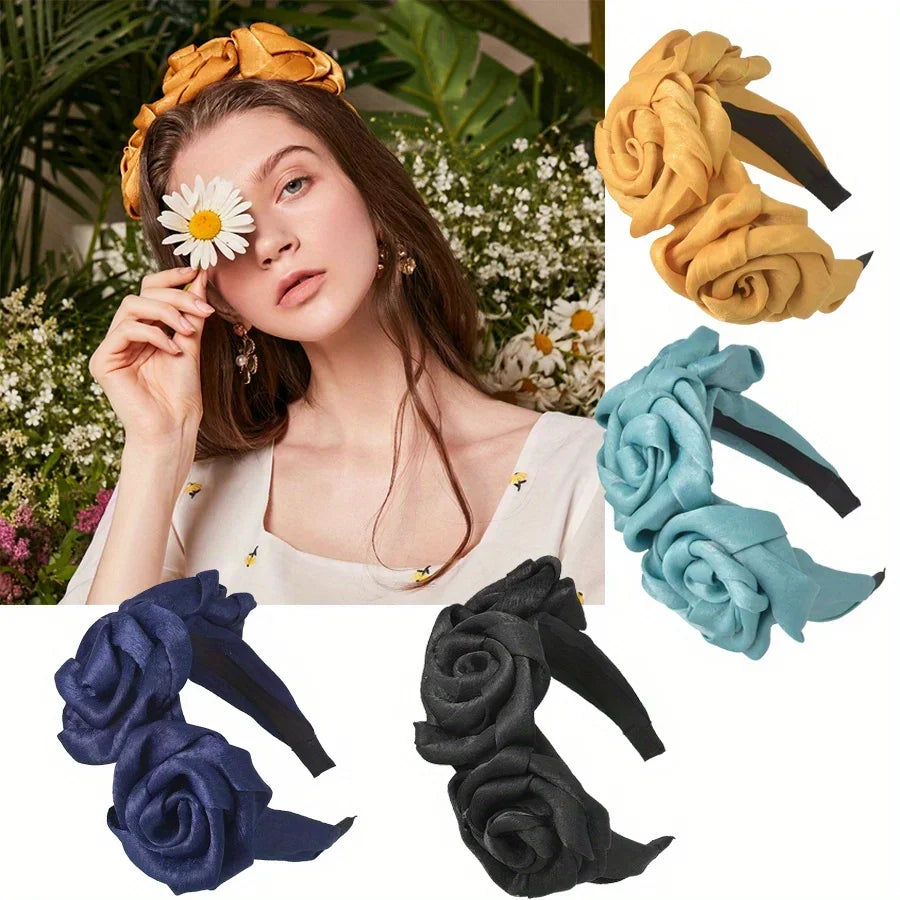 Elegant Artificial Rose Flower Hairband for Women & Girls