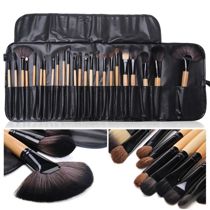 24-Piece Professional Makeup Brush Set with Travel Case