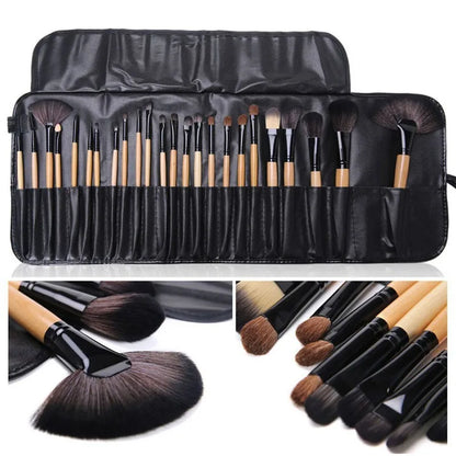 24-Piece Professional Makeup Brush Set with Travel Case