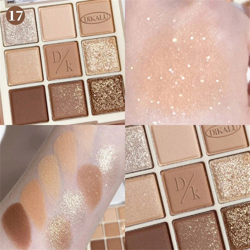 9-Color Glitter Eyeshadow Palette – Long-Lasting Korean Makeup